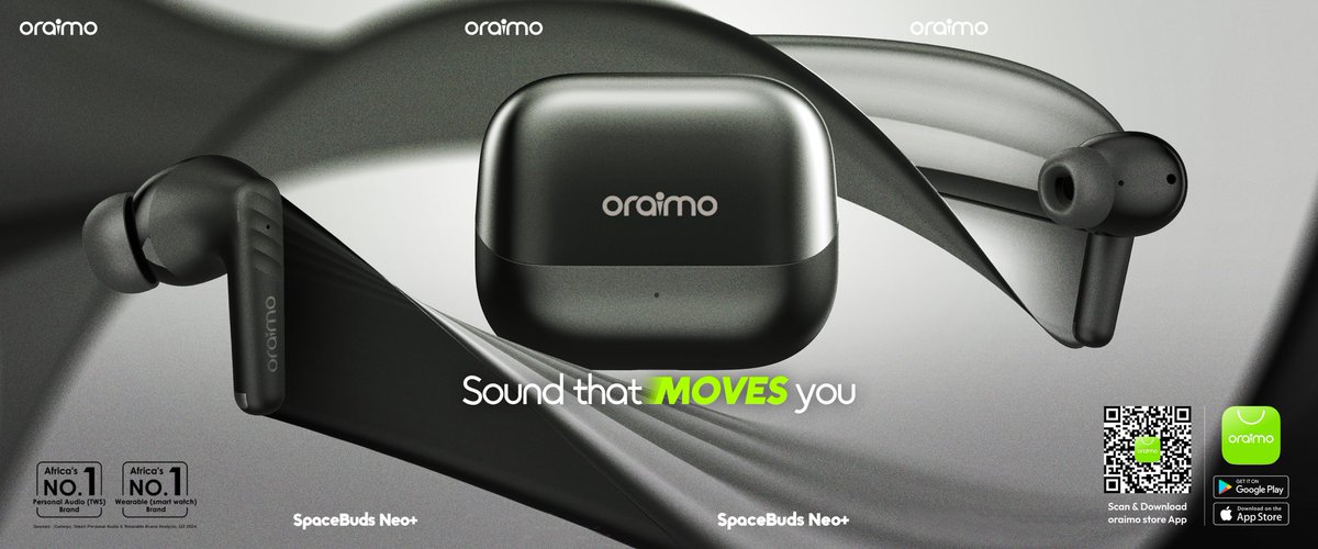 OraimoMate's tweet image. Introducing the SpaceBuds Neo+ sound that moves you✅💃🏼
With ANC and Spatial Audio feature that pulls you into sound like never before🎧😎
Cop you now via oraimo store App or our offline exclusive store🛍️
