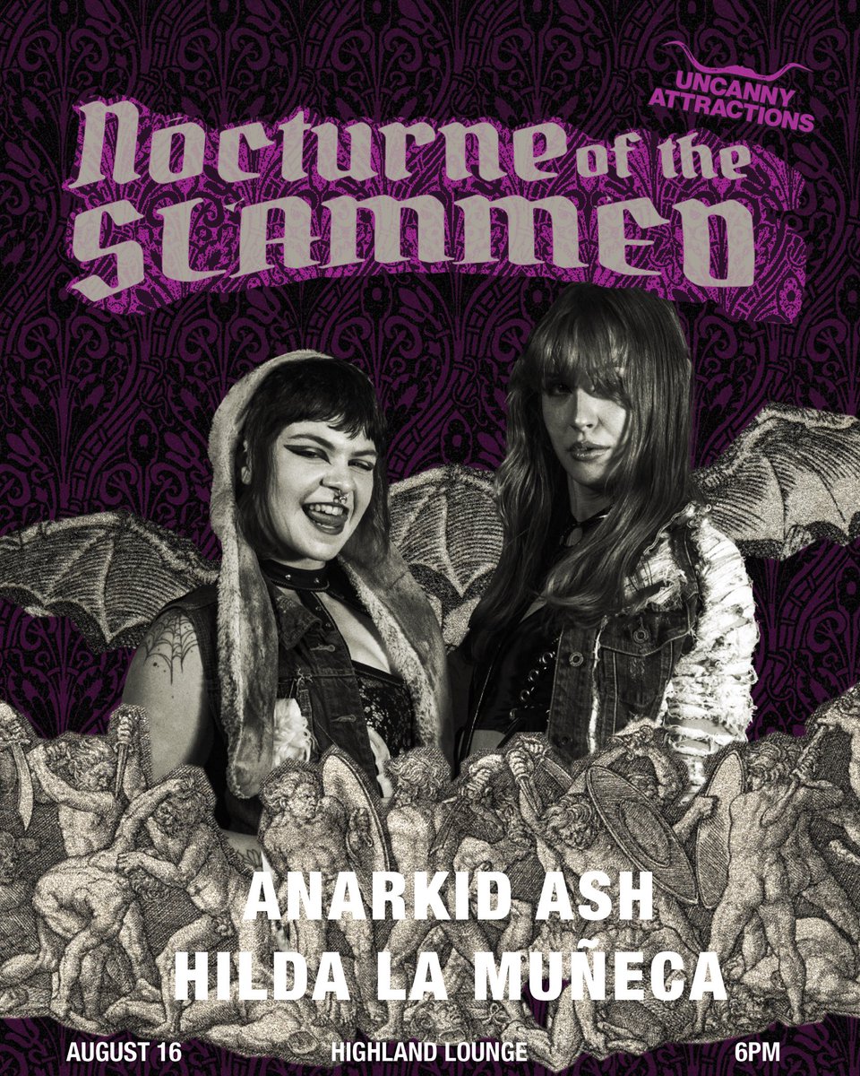 UNCANNY ATX (@uncannyatx) on Twitter photo 😈TALENT ANNOUNCEMENT😈
The ✨DOLLS OF DARKNESS✨ (<a href="/Anarkid_Ash/">Ash</a> and <a href="/hildalamuneca/">Hilda la Muñeca</a>) make their Uncanny Tag Team debut on August 16!!!! 🔥
🗓️ August 16, 2025
📍 <a href="/HighlandAustin/">Highland Lounge</a>
⏰ Doors 6PM, Bell 7PM
🎟️ Link in B!0
📽️ <a href="/indiewrestling/">IWTV</a>
🍷 21+ (sorry kiddos!) 😈TALENT ANNOUNCEMENT😈
The ✨DOLLS OF DARKNESS✨ (<a href="/Anarkid_Ash/">Ash</a> and <a href="/hildalamuneca/">Hilda la Muñeca</a>) make their Uncanny Tag Team debut on August 16!!!! 🔥
🗓️ August 16, 2025
📍 <a href="/HighlandAustin/">Highland Lounge</a>
⏰ Doors 6PM, Bell 7PM
🎟️ Link in B!0
📽️ <a href="/indiewrestling/">IWTV</a>
🍷 21+ (sorry kiddos!)