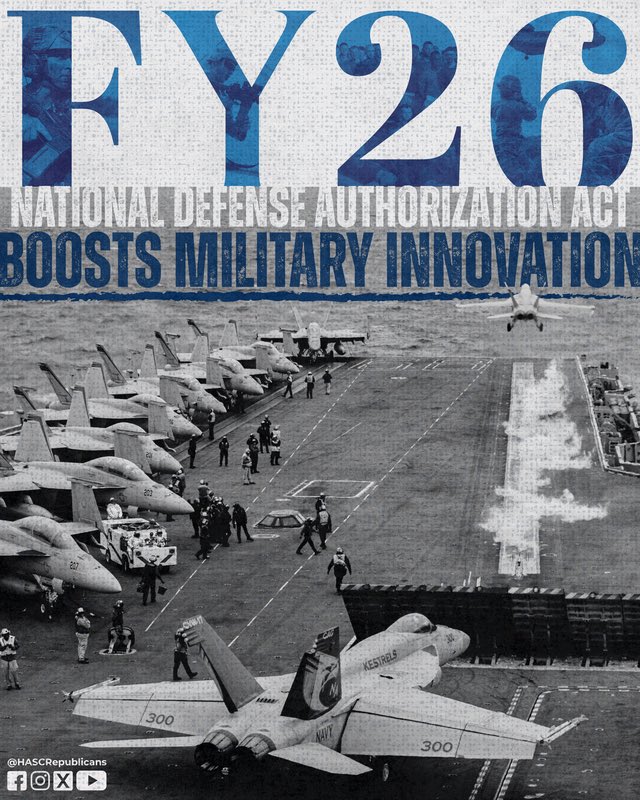RepMillsPress's tweet image. Our warfighters deserve nothing less than the best tools to secure victory. The #FY26NDAA delivers game-changing tech to maintain our military's global dominance.
Innovation is the key to deterrence. The FY 26 NDAA invests in cutting-edge technology like AI, hypersonics, and…