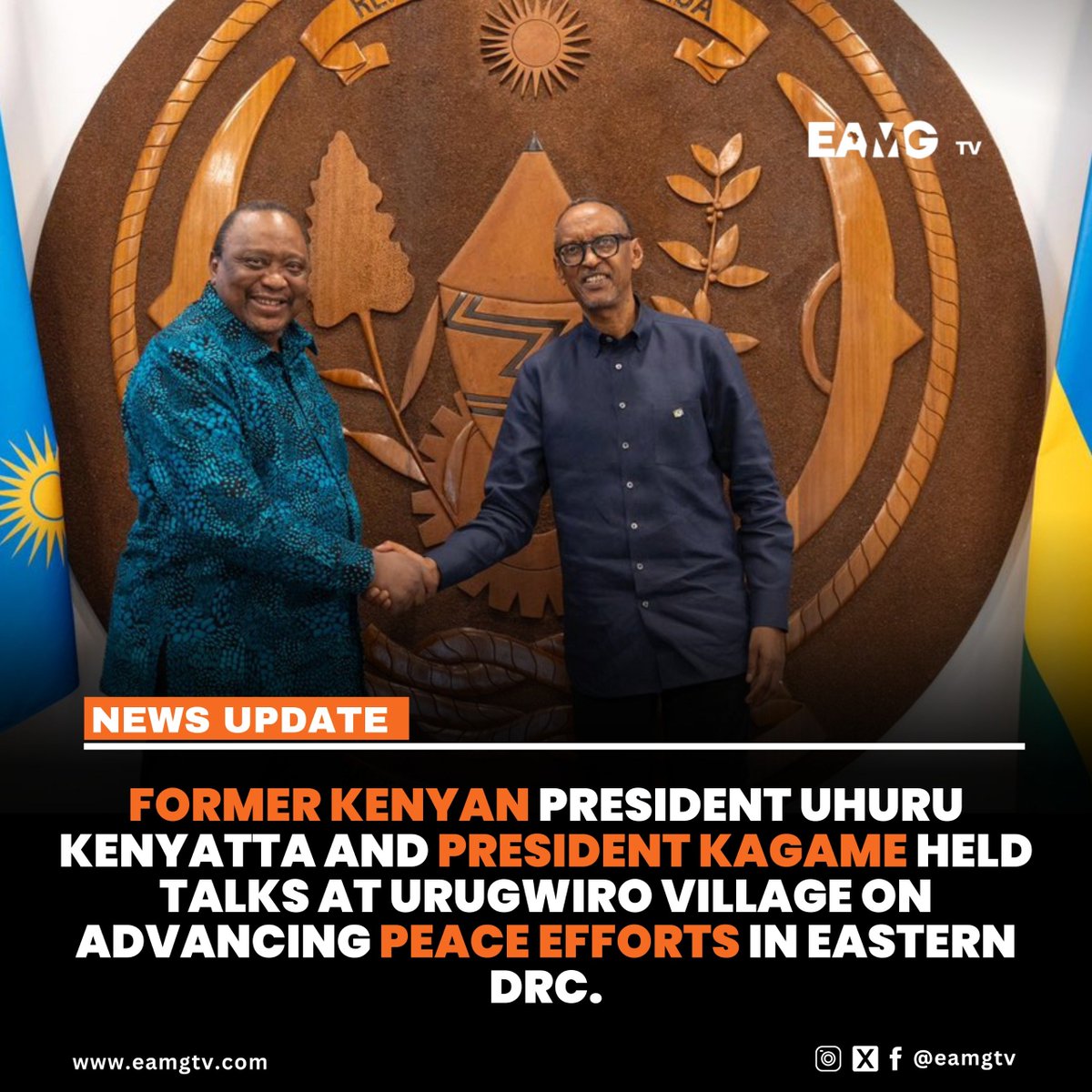 East Africa Media Group (@eamgtv) on Twitter photo On Friday, 11th July 2025, <a href="/UrugwiroVillage/">Presidency | Rwanda</a> President <a href="/PaulKagame/">Paul Kagame</a> received former Kenyan President Uhuru Kenyatta, one of the EAC-SADC facilitators for the Eastern DRC peace process. Their talks focused on advancing efforts toward lasting peace and addressing the root causes of On Friday, 11th July 2025, <a href="/UrugwiroVillage/">Presidency | Rwanda</a> President <a href="/PaulKagame/">Paul Kagame</a> received former Kenyan President Uhuru Kenyatta, one of the EAC-SADC facilitators for the Eastern DRC peace process. Their talks focused on advancing efforts toward lasting peace and addressing the root causes of