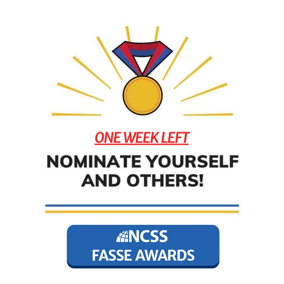🥇Religious literacy. Global understanding. Exemplary Research. The NCSS Awards honor educators and scholars making an impact in these essential areas and more in #socialstudies #education. 
Nominations close in ONE week:  hubs.li/Q03tFDn90