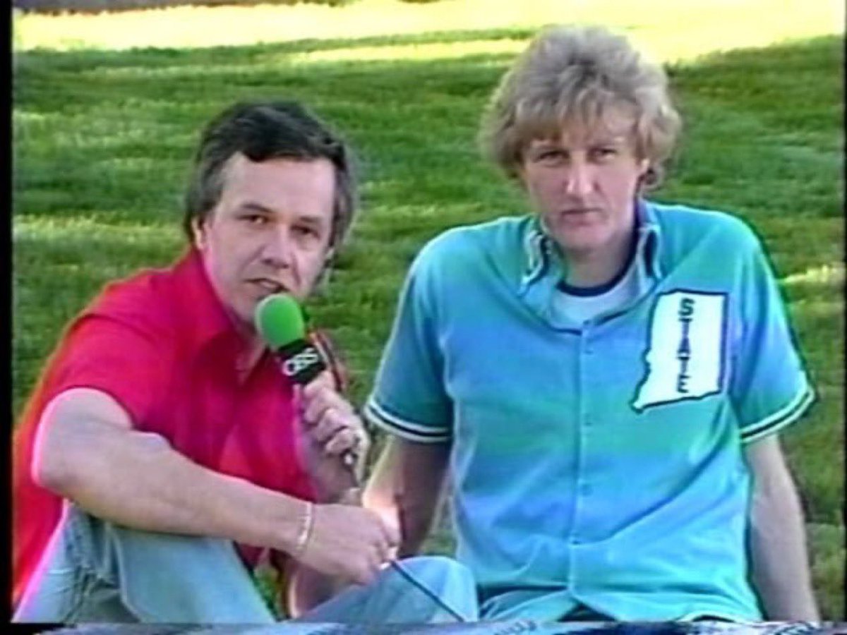 "Hello everybody, I'm sitting on a lawn with Larry Bird and I'm pretty sure he just wants me to fucking leave him alone."