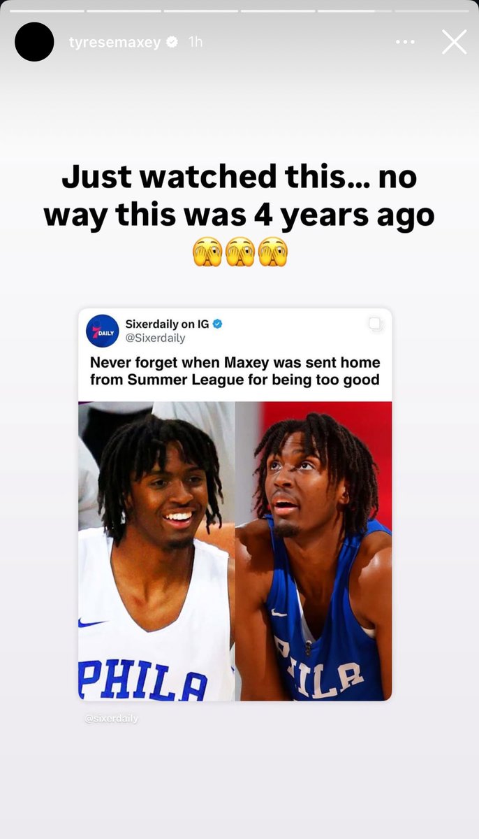 Sixerdaily's tweet image. Shoutout Maxey for the repost on IG 😤🔥