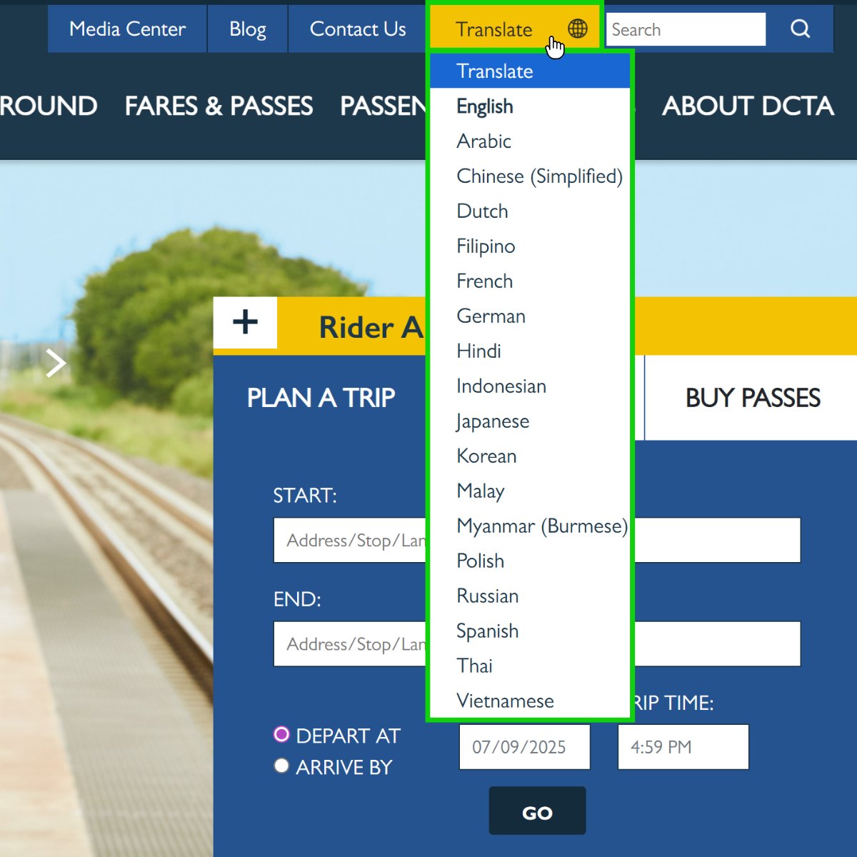 Transit is for EVERYONE! That means that even our website can be translated into 18 different languages to ensure resources are accessible to all of our riders. Visit DCTA.net to try it out! 💻

#RideDCTA #TransitAccessibility