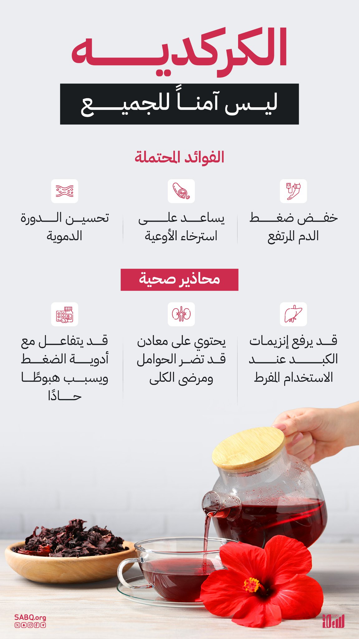 دراسات حديثة تحذّر من الإفراط في تناول شاي الكركديه أو استخدامه كبديلاً عن العلاج الطبي الموصوف 