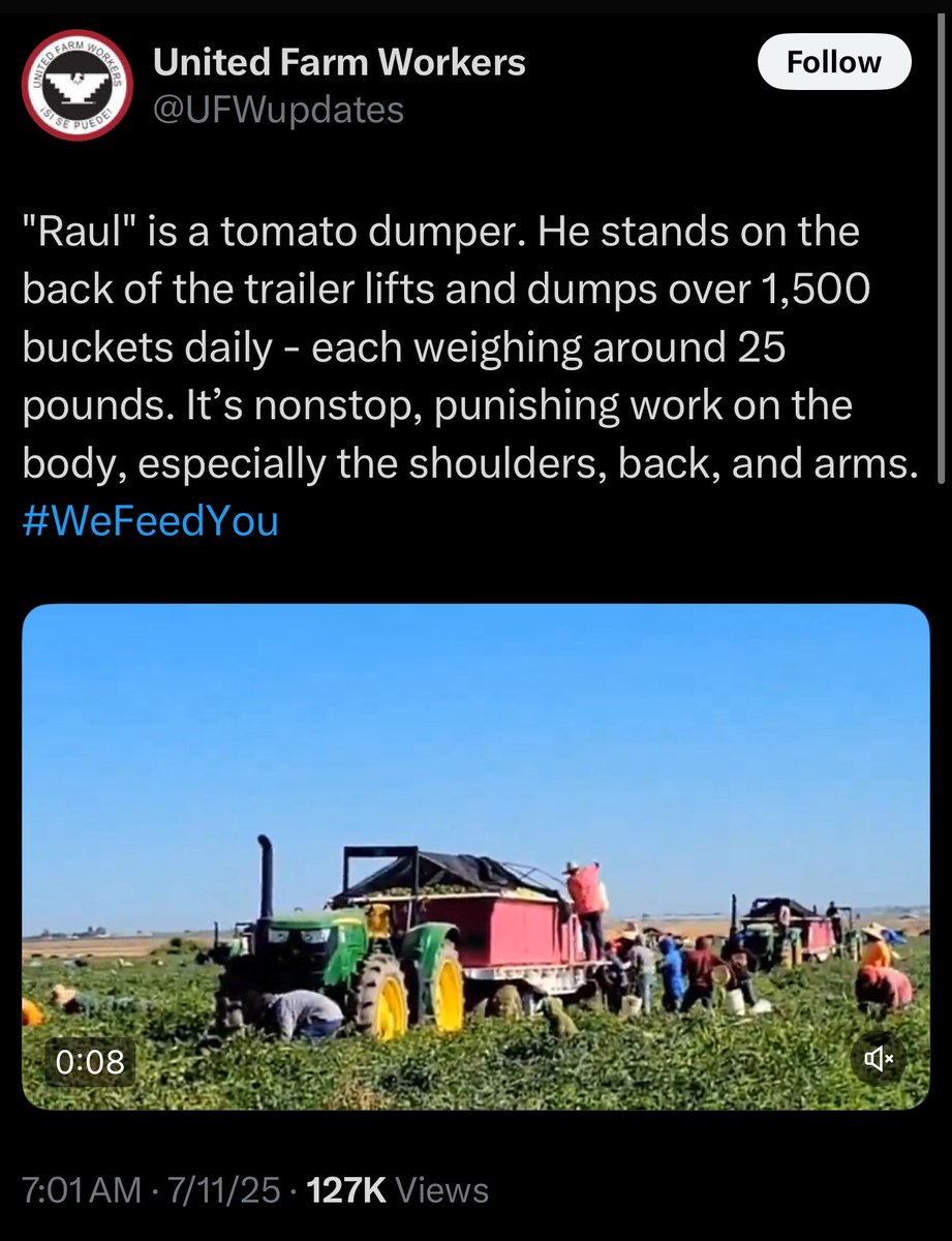 Cernovich's tweet image. Factory farms work Raul until he can’t move anymore, then he draws Medicare and Medicaid either via himself or his anchor babies, paid for by taxpayers so big ag can refuse to innovate and run through humans.
Joe Rogan considers this humane and wants it to continue.