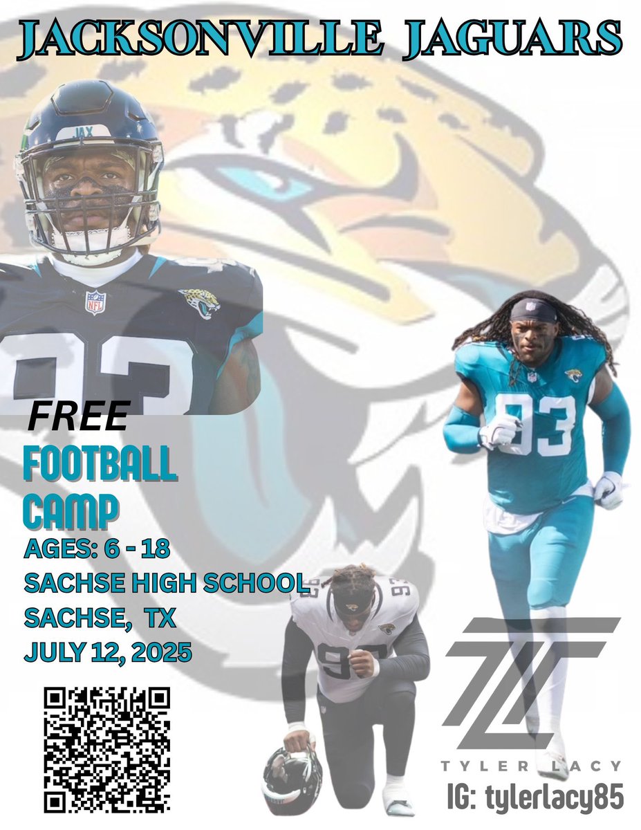 Former Sachse star and current Jacksonville Jaguar Tyler Lacy is hosting a free football camp at Sachse High School tomorrow at 8 a.m.