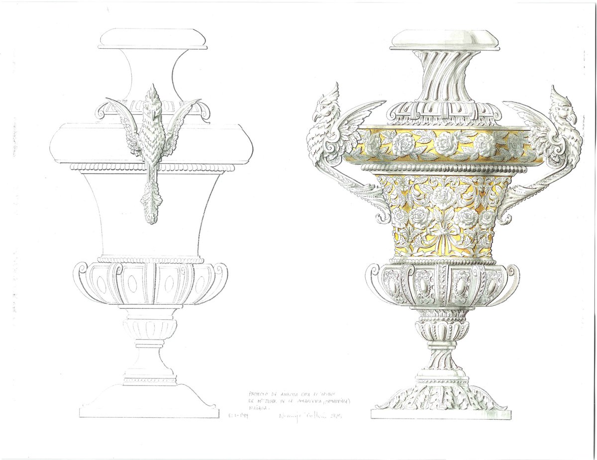 DISEÑO DE ÁNFORA PARA EL TRONO DE MARÍA SANTÍSIMA DE LA AMARGURA. HERMANDAD DE LA ZAMARRILLA. MÁLAGA.