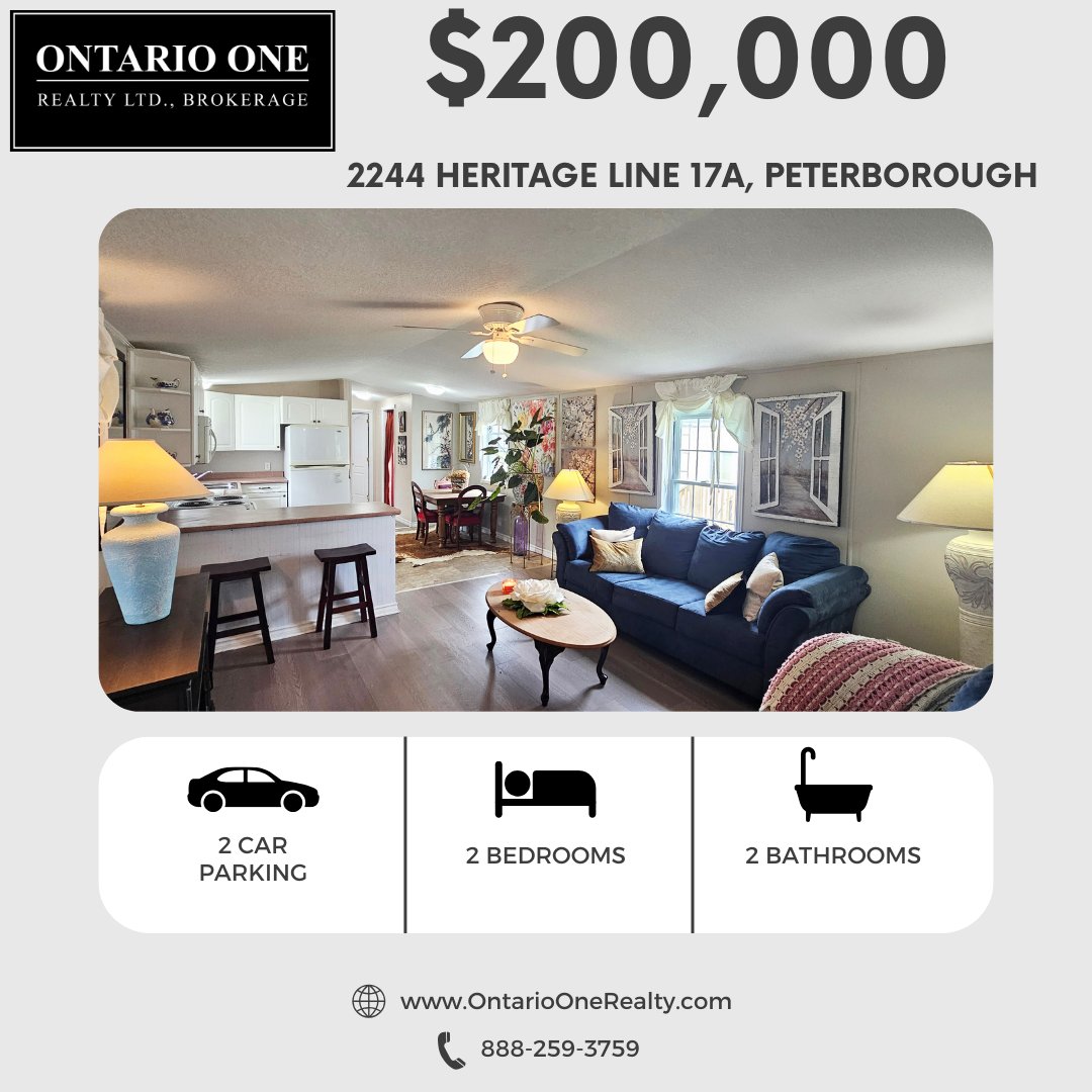 RayDickson's tweet image. 🏡 Affordable Living at Its Best!
A well-kept home offering 2 beds, 2 bathrooms, and parking for 2 — all for just $200,000!
A smart choice for anyone looking to downsize or break into the market without compromise.
📍Affordable. Practical. Move-in ready.
ontarioonerealty.com/ON/otonabee-so…