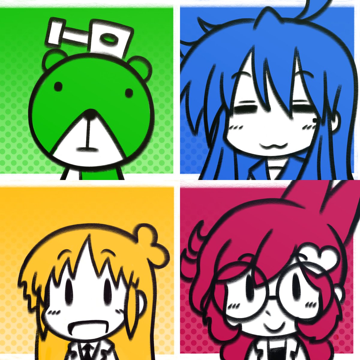 BommitBall's tweet photo. some fav characters:
Beartank, Konata, Hakase, Penny
💚💙💛❤️
#rakugakids #kyoani #warioware https://t.co/Frf0tb15Ec