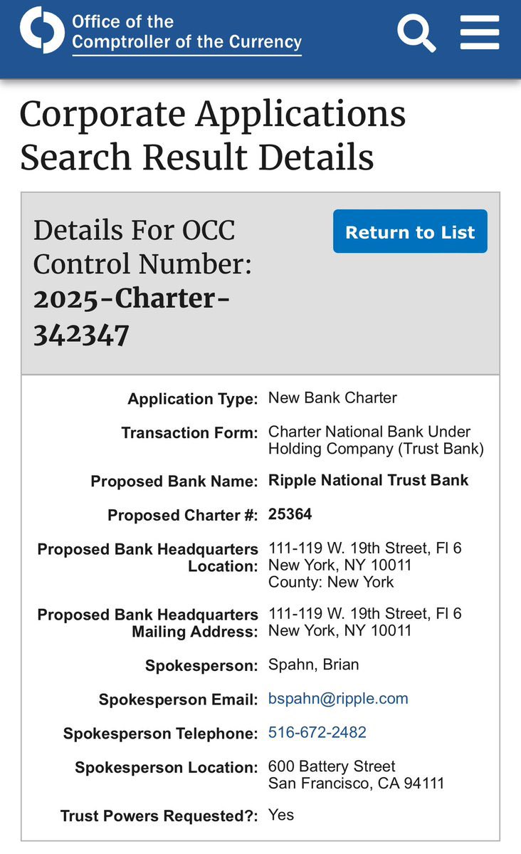NomadicPaura's tweet image. 🚨 🚨 BREAKING NEWS:
Ripple National Trust Bank! 🏦 🪙 💰 🇺🇸
BOOOOOOM! 🔥 🔥 🔥 🔥 🔥
#XRP #RLUSD #XRPETF 💎 💎 💎 💎 💎 💎 💎 💎 💎 💎