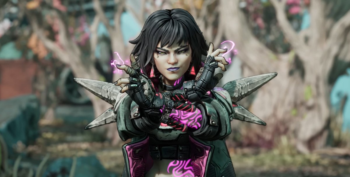 JVCom's tweet photo. Borderlands 4 présente Vex la Sirène, un des 4 personnages jouables !

- ses pouvoirs se sont éveillés en plein Black Friday (oui)
- invoquez la Faucheuse
- appelez votre félin cauchemardesque pour un petit coup de main (ou de patte)
- transformez-vous pour semer le chaos sur le champ de bataille
- utilisez vos orbes pour décimer vos adversaires
