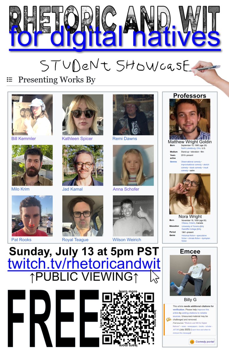 matthewgoldin's tweet image. My mom and I taught a class called Rhetoric & Wit for Digital Natives. I enjoyed getting to know the talented artists who enrolled. I learned from them. I enjoyed getting to know my mom. This show grad show is going to be really good. Their creativity will be on full display.