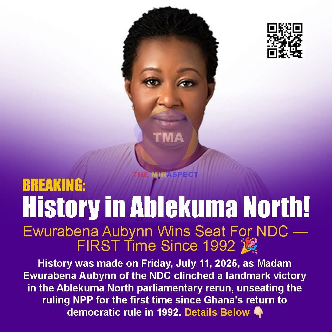 Ablekuma North will finally have representation... - Ewurabena Aubynn (MP-elect, Ablekuma North) 

#GHOneNews #EIBNetwork 
#GHOneTV #NewsAlert