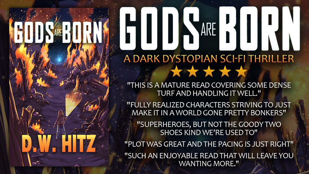 Superhero talk reminding me of this book that I never talk about.
geni.us/godsareborn

Gods are Born is a mature Sci-Fi read with elements of Horror and graphic violence.

This is not the world you know.

When aliens crashed on Earth, everything changed. Humanity has been