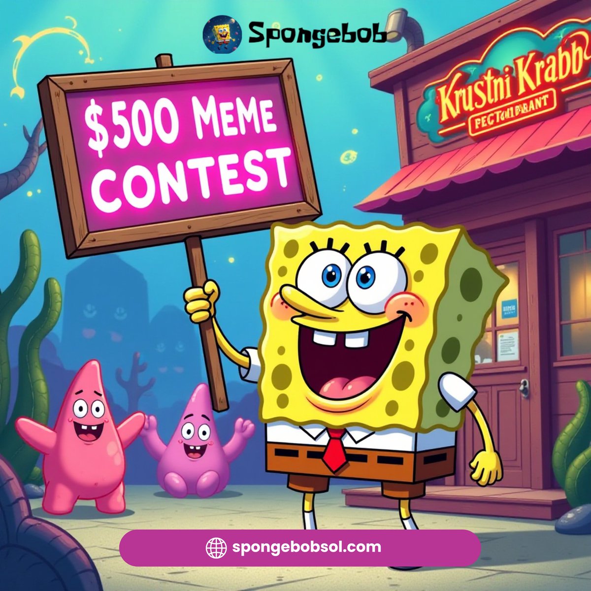 cryptoprof93's tweet image. 🚨We’re excited to launch the $500 SpongeBob on Solana Meme Contest.
We'd love to see how creative you all can get and open the gats for even funnier, most clever, and viral meme creations in regards to the SpongeBob on Solana project!
This is to further encourage creatives…