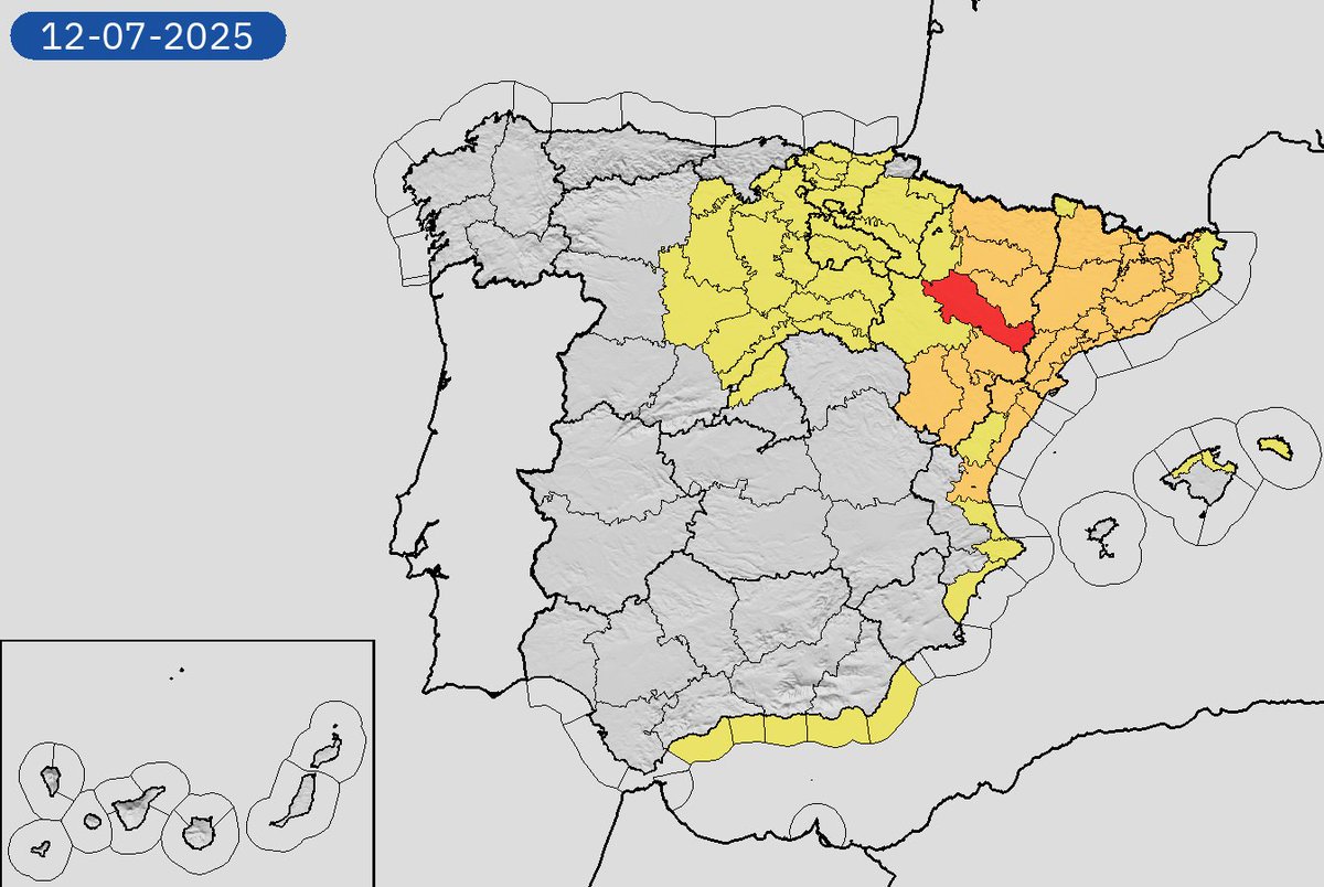 11/07 23:42 Avisos activos hoy y mañana en España por lluvias, tormentas, temperaturas máximas y costeros. Nivel máximo de aviso: rojo.
Actualizaciones en aemet.es/es/eltiempo/pr…