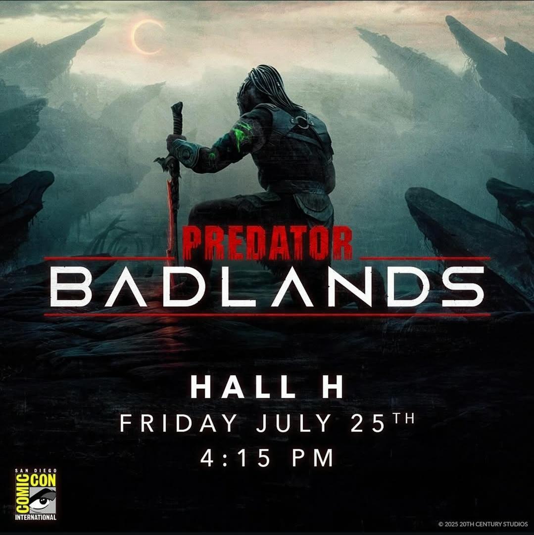 predatormovie's tweet image. #PredatorBadlands Hall H schedule for Comic-Con: predator-movies.com/news/predator-…