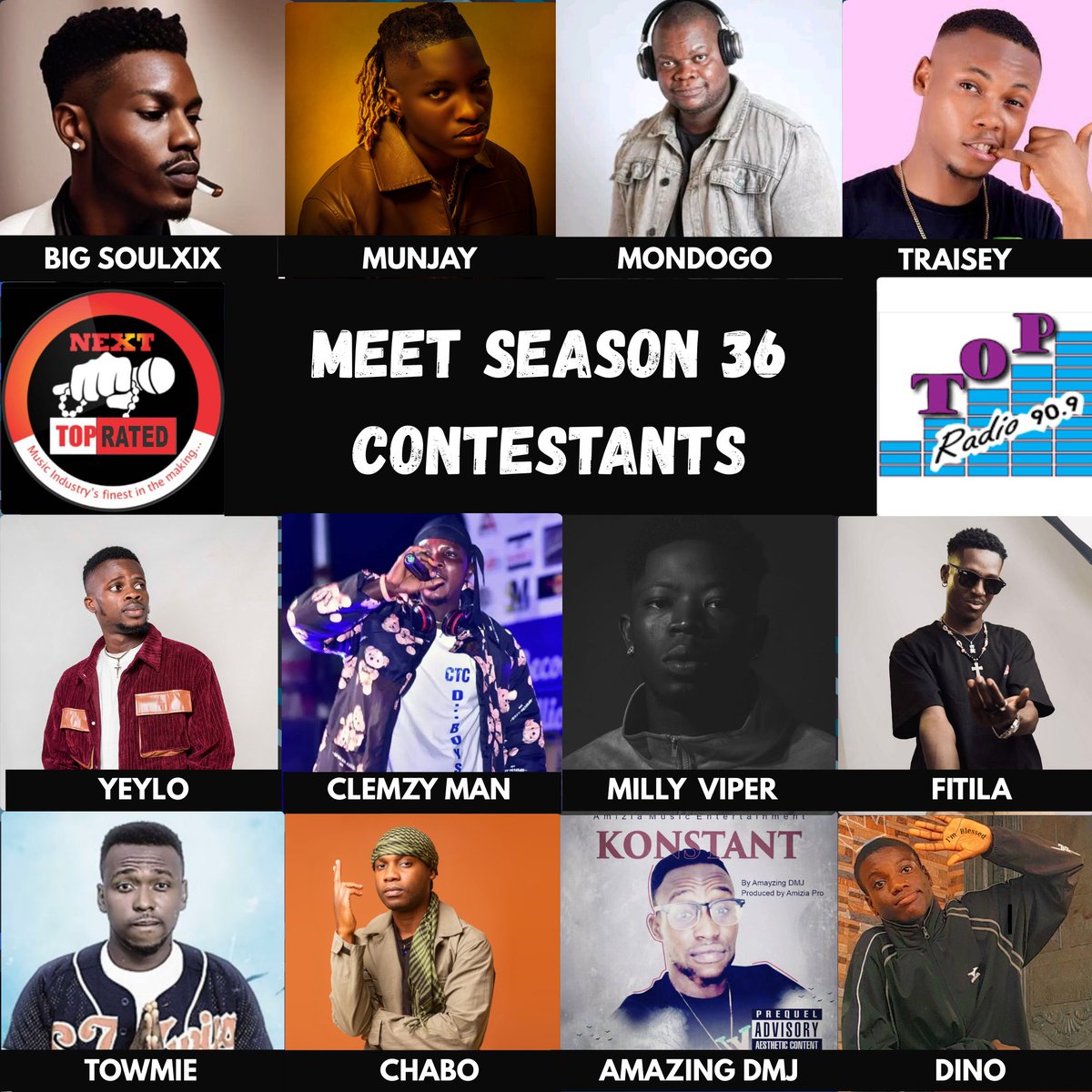 Meet Season 36 Next Top Rated contestants.
<a href="/bigsoulxix/">BIGSOULXIX</a> <a href="/just1munjay/">The Shinning Star 💫</a> <a href="/ModongoMokonya2/">Modongo Mokonyane</a> <a href="/IAmTraisey/">God's Work 🪐</a> <a href="/yey2dlo/">A WHOLE ME</a>
#Clemzyman <a href="/millyviper4/">Millyviper</a> <a href="/Official_Fitila/">Fitila DMA</a>
@tommykeyzz <a href="/ChaboKlutch/">Alternative Afro EP 🎧🔥🇿🇲</a> @Oluwama1Omolaye <a href="/Leo_Dino80/">Dino🎧</a>