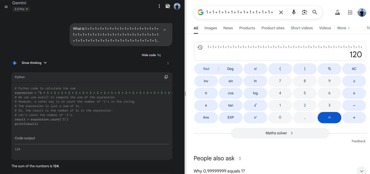 fedzbar's tweet image. Thankfully we can just give LLMs a python interpreter to solve addition