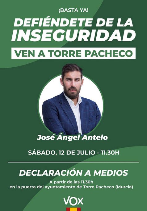 Auroraiterum's tweet photo. @EgioVictor Espero que los malnazidos de @JA_Antelo y @JoseGarreTP , los impulsores de esto, acaben en la cárcel por delitos de odio. 
Y que el @interiorgob envíe a Torre Pacheco al menos, los mismos efectivos que ha enviado a controlar a los trabajadores del metal.
https://t.co/l9N11ukHkh https://t.co/mHIT7jXxYl