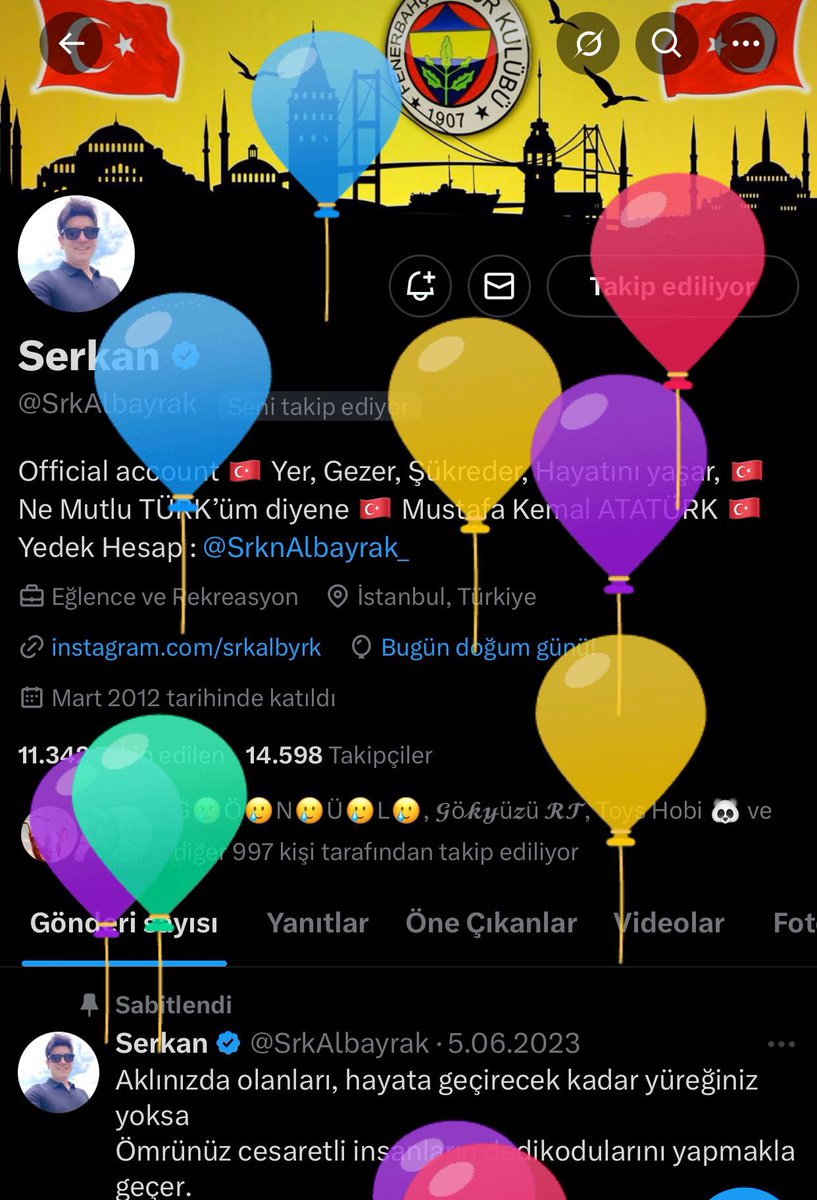 X de ( Twitter ) da 13’üncüsünü kutladığım 

50’nci yaşıma hep beraber hoş geldin diyelim mi 🎂🎈😊

#doğumgünüm #HappyBirthday #iyikidoğdum #12temmuz