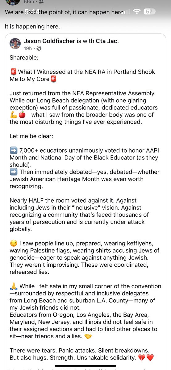 sethmg's tweet photo. @DeAngelisCorey the anti-Semitic issues at the NEA go deeper. Here is my brother-in-law’s first hand account from inside. Truly terrifying. https://t.co/wqaeNJOxSz