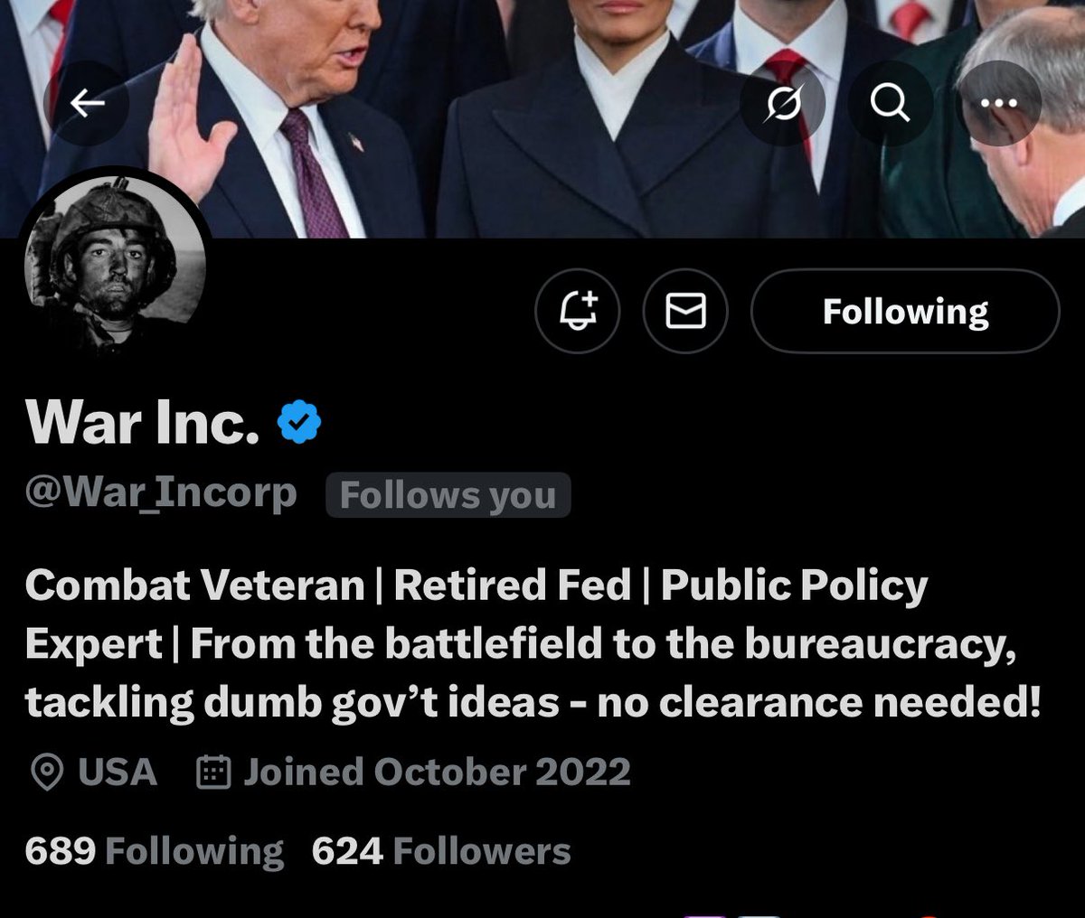 Can we get this Vet to 1,000? 

I just KNOW we can! 🙌🏻 

You know what to do. 🫡 

Hint: Reposting REALLY helps. 😉 

<a href="/War_Incorp/">War Inc.</a>