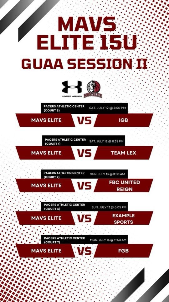 My schedule for GUAA session two in Westfield,Indiana! <a href="/pd_skillz/">Mavs Elite GUAA</a> <a href="/CoachTashaWill/">Tasha “Crain” Williams</a> <a href="/AYSABasketball/">AmericanYouthSportsAssociation (AYSA)</a>