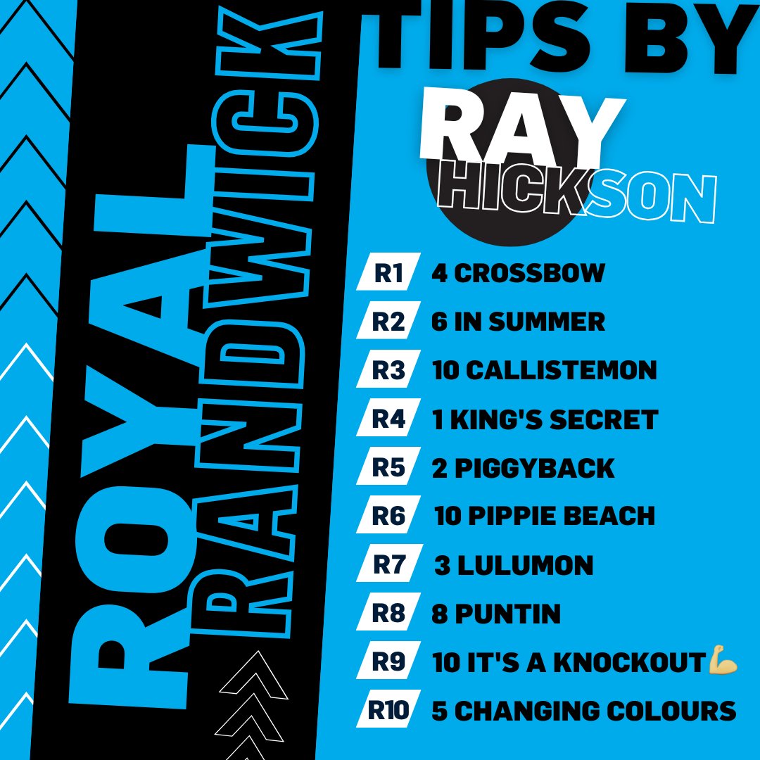 Tips from <a href="/ray_hickson/">Ray Hickson</a> for Royal Randwick 👇

UPDATED PREVIEW: tinyurl.com/33ff8pbm