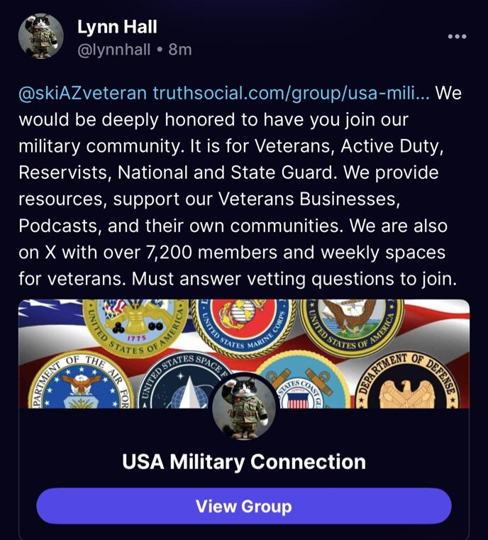 AngelEyes11357's tweet image. Just to let y'all know, @LynnHall268 is proving my innocence left and right on Truth ...she is DMing all my Vets from the group telling them to join USA MILITARY CONNECTION over there...needless to say it's not going too well... So last year she called me a THEIF on here and here…