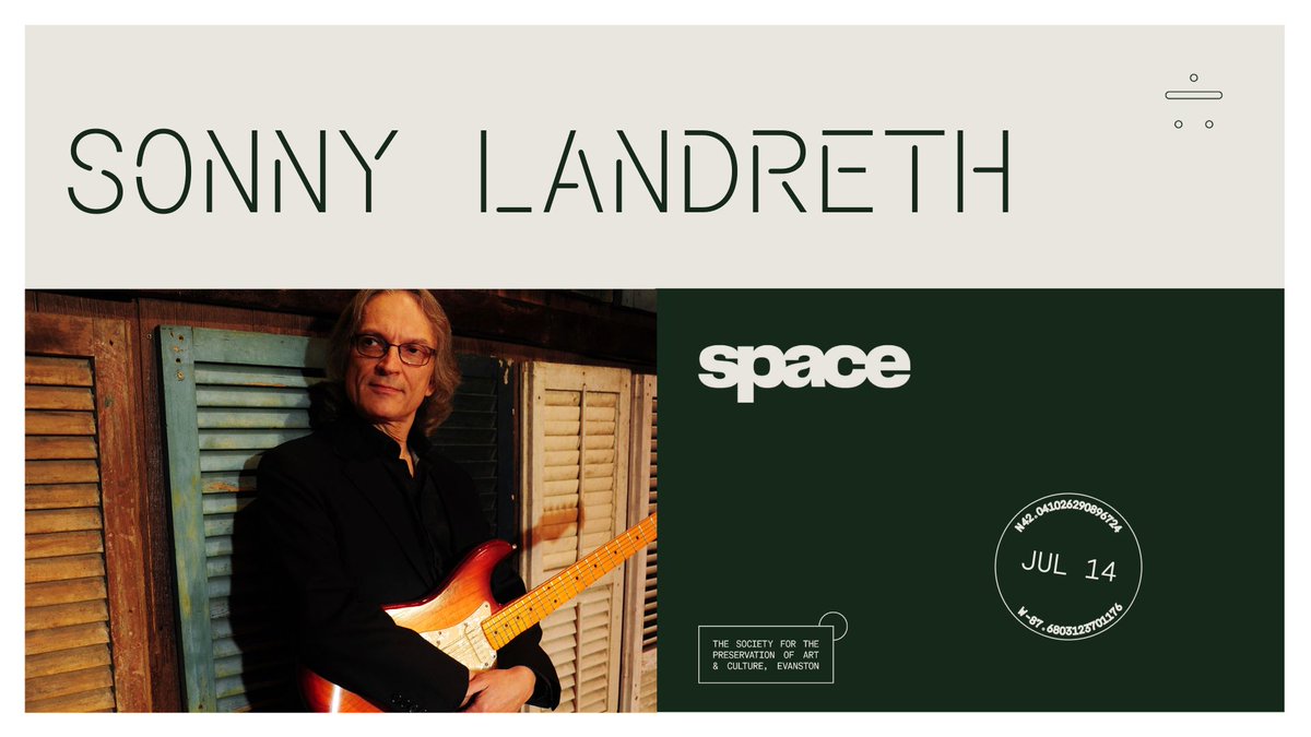 See you at <a href="/evanstonspace/">SPACE</a> on Monday, Chicago! There are still tickets left but they might not last the weekend: ticketweb.com/event/sonny-la… Doors = 6:30pm!

Sonny Landreth &amp; Band at SPACE
Mon 7/14/25
7:30 PM (Doors 6:30)
1245 Chicago Avenue
Evanston, IL 60202

#sonnylandreth