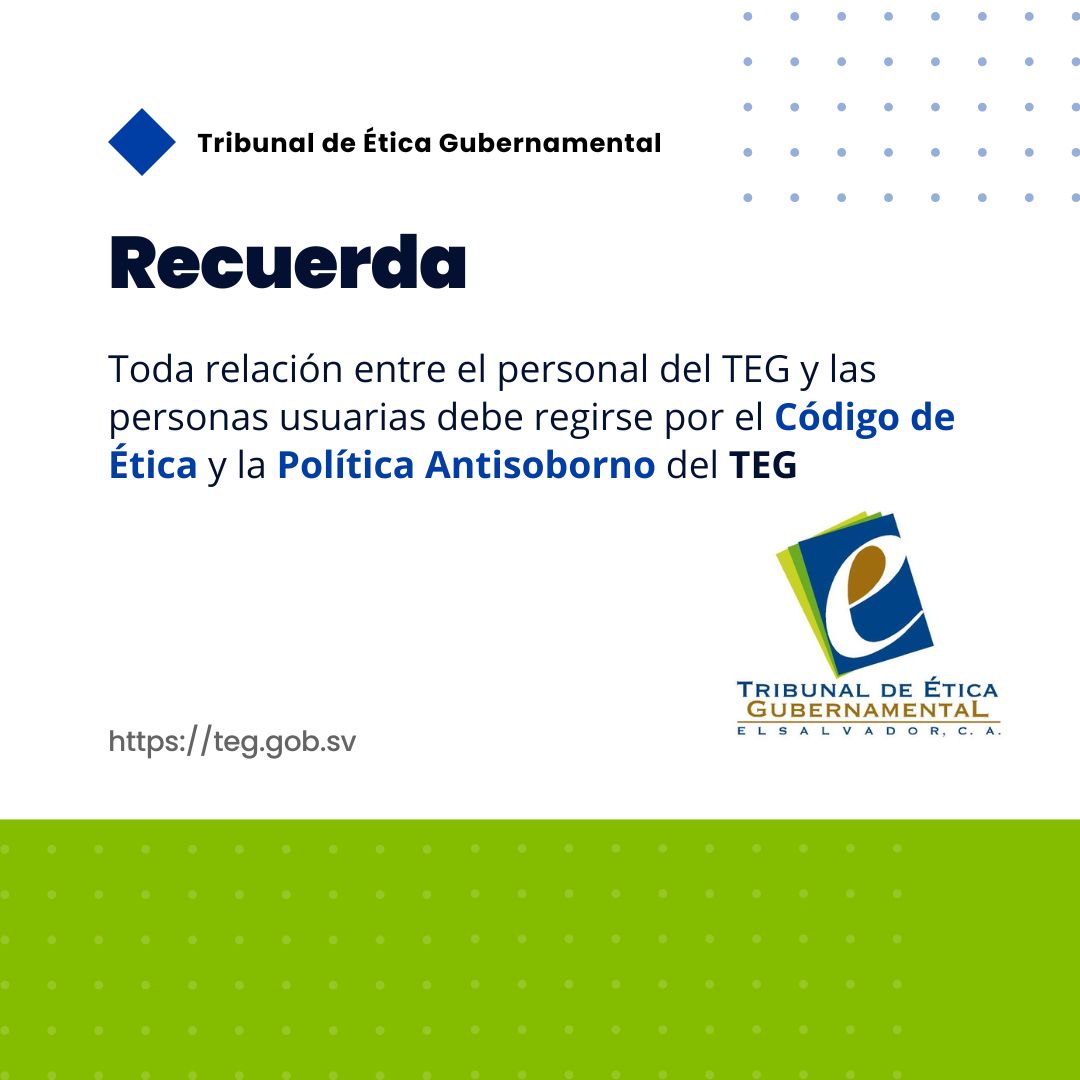 #Antisoborno | El Tribunal de Ética Gubernamental, en el marco de la implementación del Sistema de Gestión Antisoborno en nuestra institución, comunica: