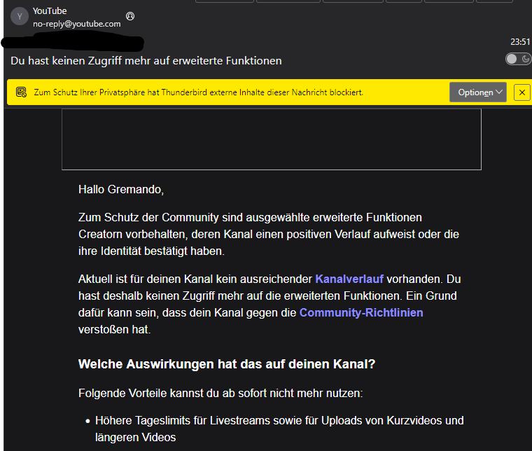 ReverseMitschi's tweet photo. @YouTubeCreators Erklärt mir das bitte. Das ist jetzt das dritte mal dieses Jahr. Ich bin mittlerweile richtig sauer. https://t.co/vbmTmgcNUi