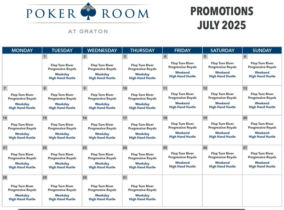 GratonPoker's tweet image. Get Ready for our Aug. 14-25 @WSOP Circuit Series by jumping into cash games to take advantage of all our different promotions - and fine-tune your tourney game with our dailies.
CIicuit Packages Satellites Event Sunday at 4 pm.