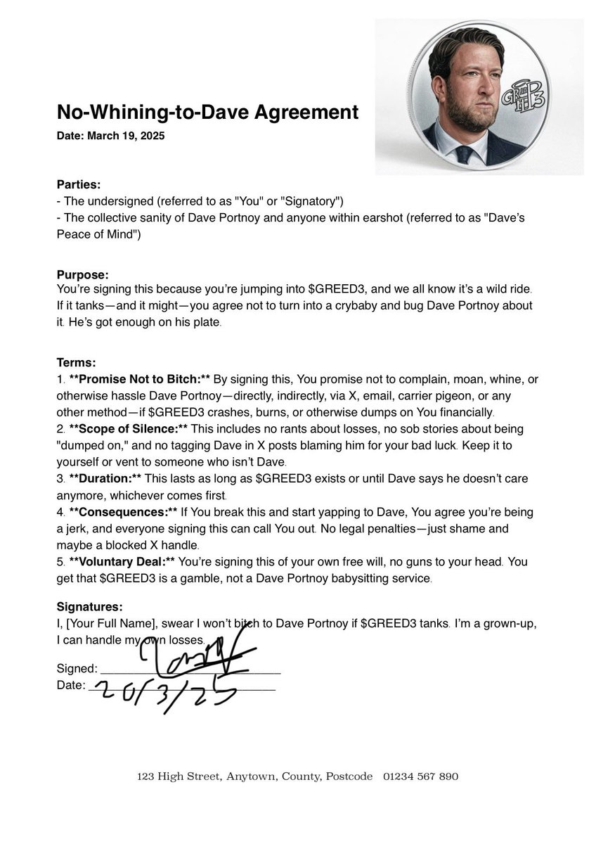 ATTENTION <a href="/stoolpresidente/">Dave Portnoy</a> 

Momentum is building. Charts are shifting. The opportunity to launch #greed3 is just around the corner.

The patience that the #greed3family has shown deserves its ride to the moon! 

We believe in Dave! THIS TIME WE ALL WIN