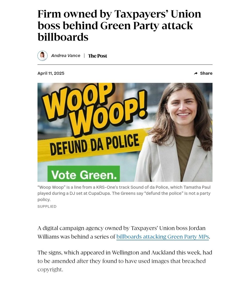 Tax Payers Union and The Campaign Co....Ani O'Brien and Jordan Williams a scourge on democracy here in Aotearoa. Gossip and innuendo is their modus operandi. Even their apologies snide.Waiting for Act to go full Grover Norquist and insist on a rates cap Pledge...