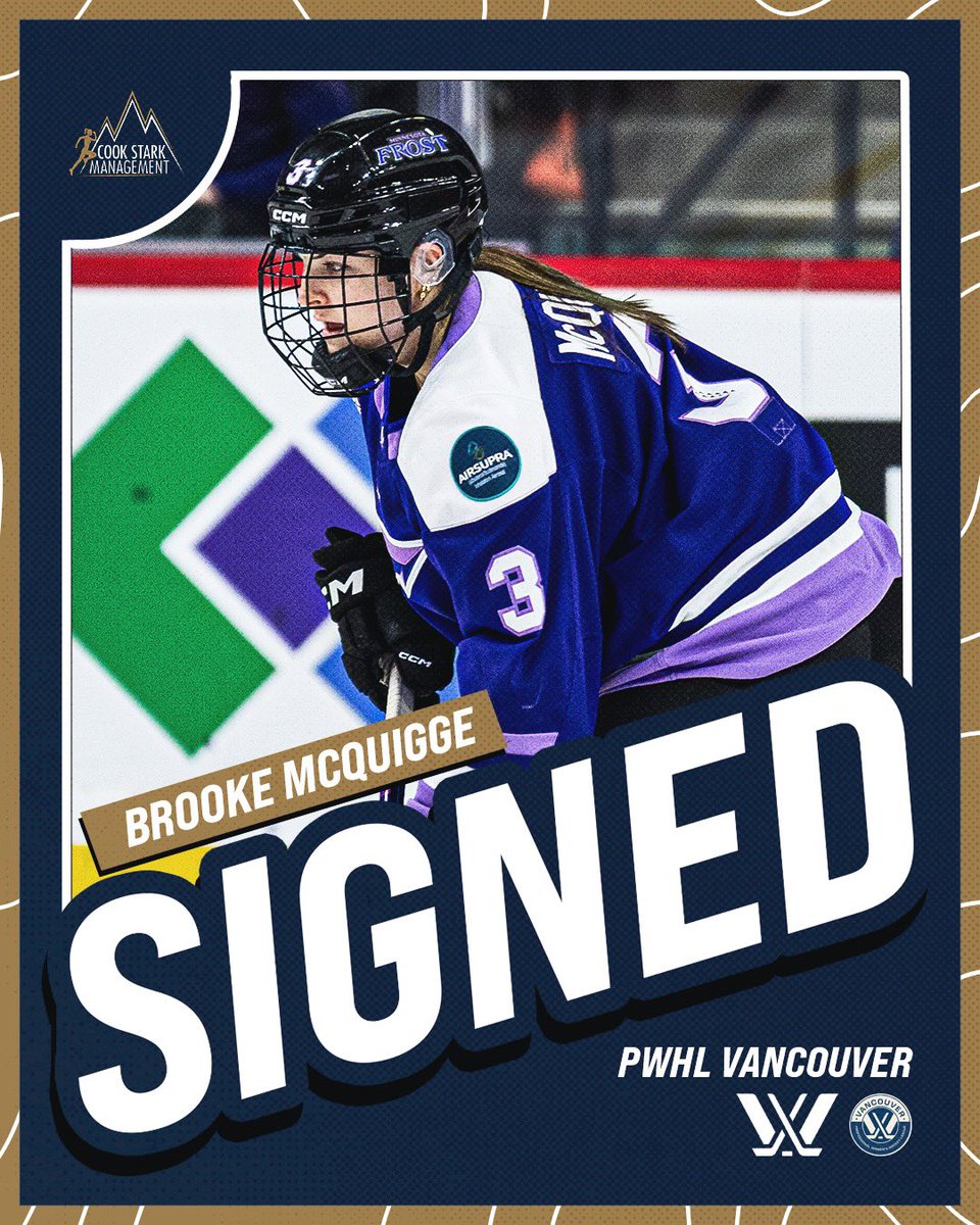 cookstarkhockey's tweet photo. After being selected in this summer’s PWHL Expansion Draft, Brooke has signed with @pwhl__vancouver for their inaugural season! #TeamCSM https://t.co/f1v5QbDDmX