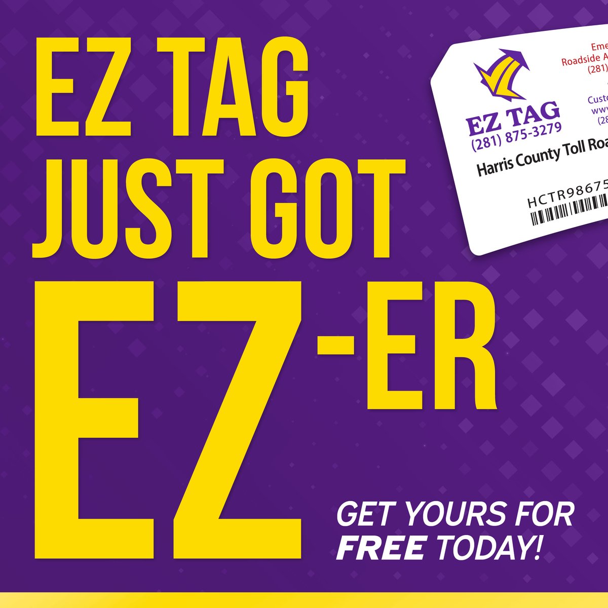 HCTRA's tweet image. Get 10% off your HCTRA tolls, enjoy the lowest rates around, and add up to 8 vehicles to your account — totally FREE! 🚙💨
Saving time and money has never been so simple. Sign up and start cruising: hctra.org/NewAccount/Per… 🙌
#EZTAG #DriveEZ #TollSavings #HCTRA #HarrisCounty