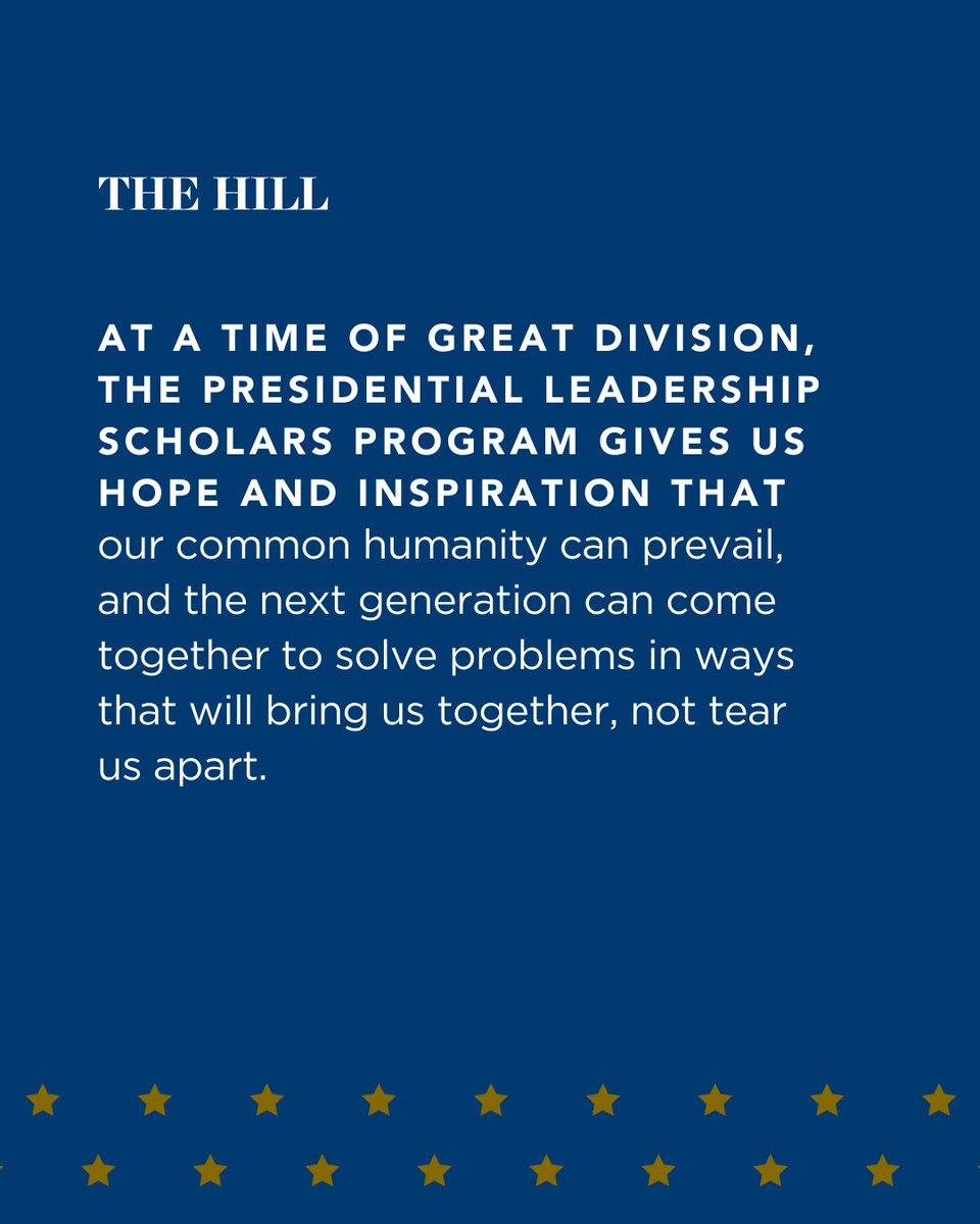 PLSprogram's tweet image. 77 percent of Americans say the issues that divide us are a serious threat to the future of our democracy.
Read how nearly 600 Presidential Leadership Scholars are giving hope and inspiration that our common humanity can prevail: thehill.com/opinion/white-…