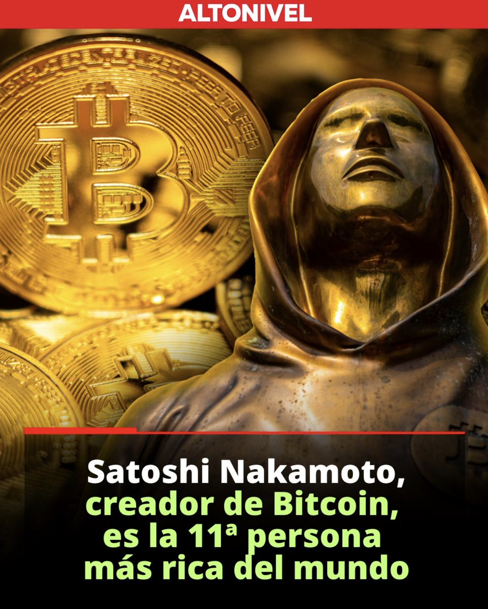 Satoshi Nakamoto, quien presumiblemente cuenta con 1.1 millones de Bitcoins,  tendría una fortuna de 129,800 millones de dólares, superando a Michael  Dell. https://t.co/081WSBQpcP
