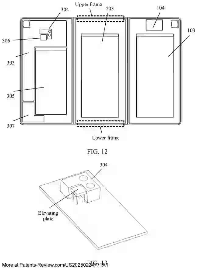 PatentPulse's tweet image. 📢 New patent application #US20250224771A1 by #HuaweiTech reveals a #FoldableDisplay device!

Featuring a first, second, and third housing connected via two hinges, this tech allows for seamless folding/unfolding. 

Flexible display integrates across all housings for enhanced