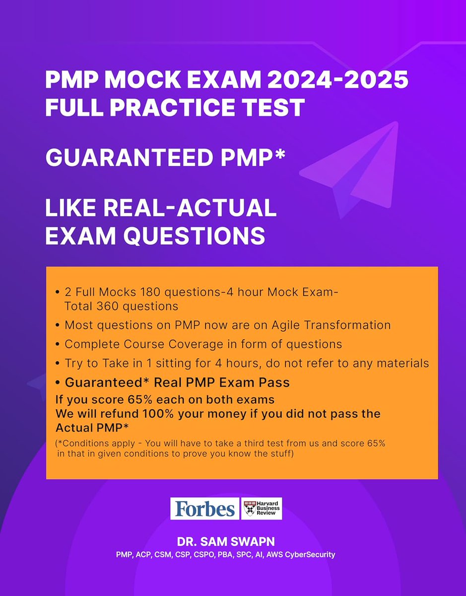 drsamswapnorg's tweet photo. Prepare like a pro with Dr. Sam's PMPยฎ Exam 2 Full Mock Practice Test (2024โ2025)โdesigned to simulate the real PMPยฎ exam experience.
Available now on https://t.co/mSCEwrAElw in both Paperback and Kindle formats.
:
#PMP2025 #ProjectManagement #PMBOK7 #PMPPrep #DrSam #PMPExam https://t.co/79Dfcn88PR