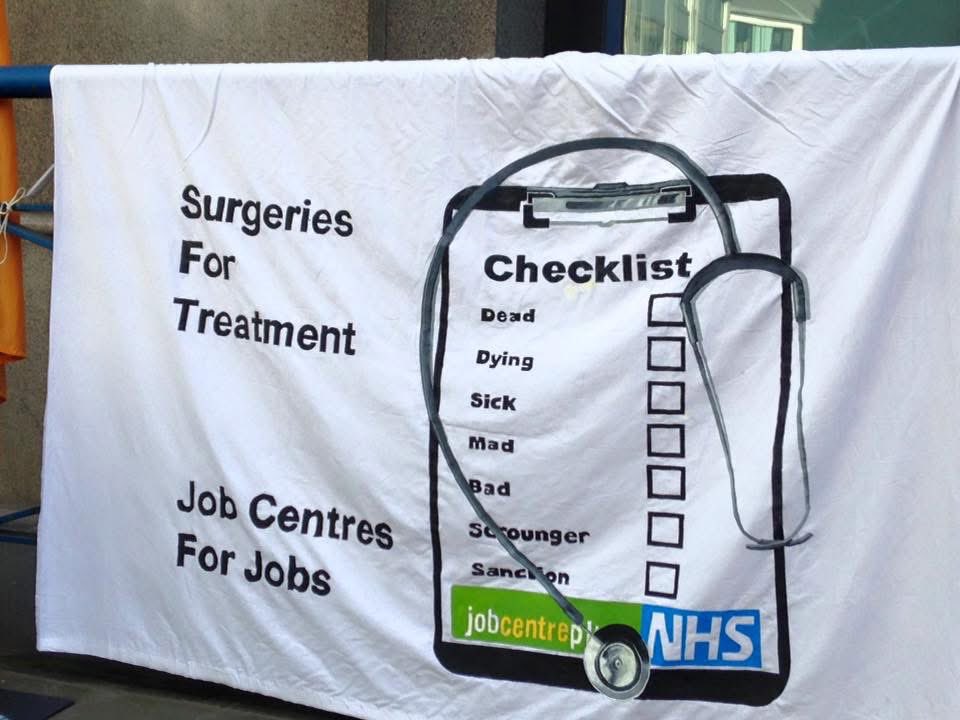 Dis_PPL_Protest's tweet photo. #DWP 
#WorkIsNotAHealthOutcome 

DPAC was part of a protest back in 2015 when Islington trialled job centre work coaches in the GP surgery 

That was 2015.   Here we are in 2025 with a Labour Government who are again telling GPs to prescribe work to disabled people https://t.co/h1VEAaigyz