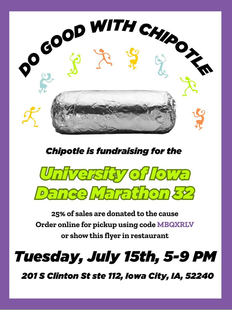 UIDM's tweet image. ⭐️COMMUNITY DAY⭐️
📍Join us at Chipotle in Iowa City on July 15th from 5-9 PM.
⚡️Show this flyer at checkout to support a great cause!!
We’ll see you there!🤩
#uidm #dm32 #communityday