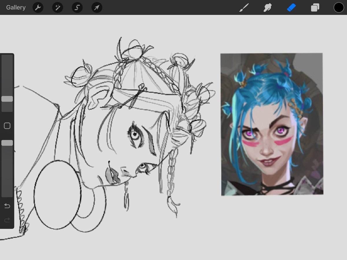 jinx wip inspired by this hairstyle bcos SHE SLAYED THIS SOOOO BADDDD