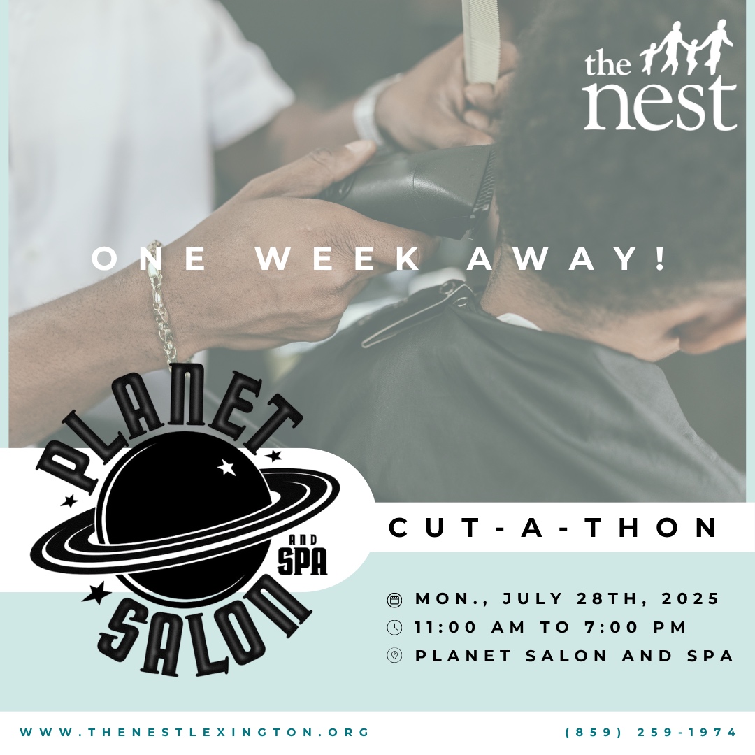 One week to go!💇💇‍♀️ Treat yourself to a fresh look while supporting families in our community. Planet Salon’s Cut-A-Thon is almost here!

Learn more: thenestlexington.org/event/planet-s…


#CutAThonForACause #SupportTheNest #PlanetSalon #Lexington #communityoutreach #nonprofit #thenestlex