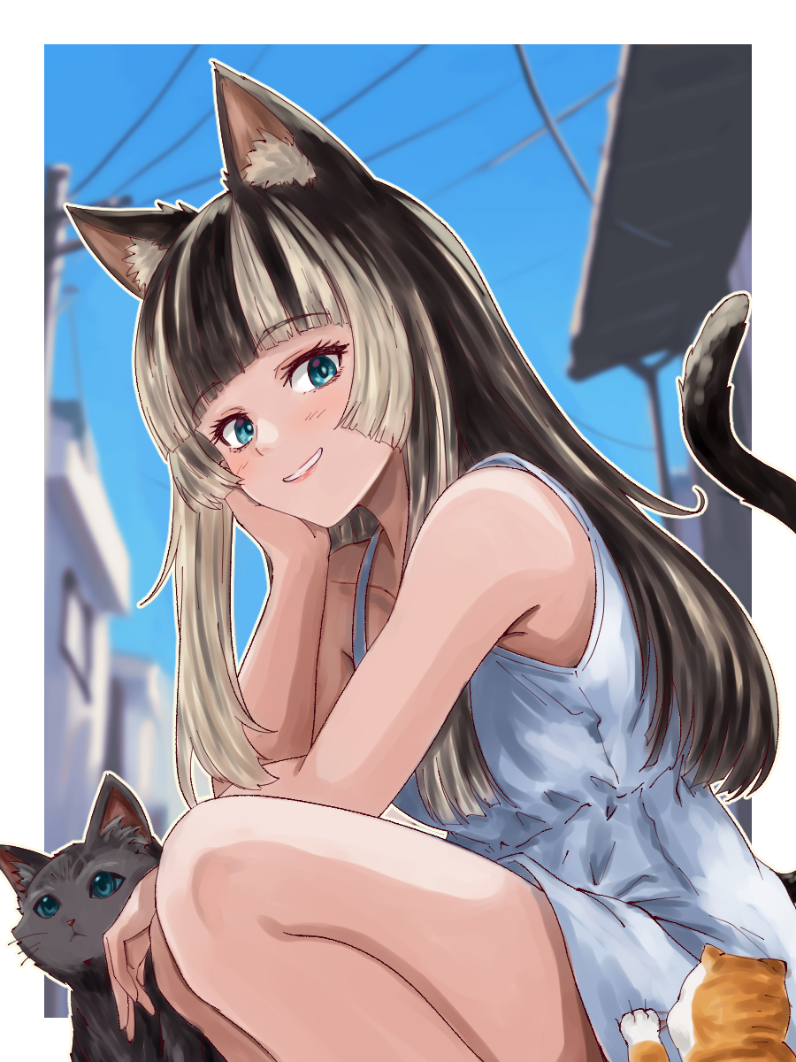 にゃでんと野良猫　#らでん似絵