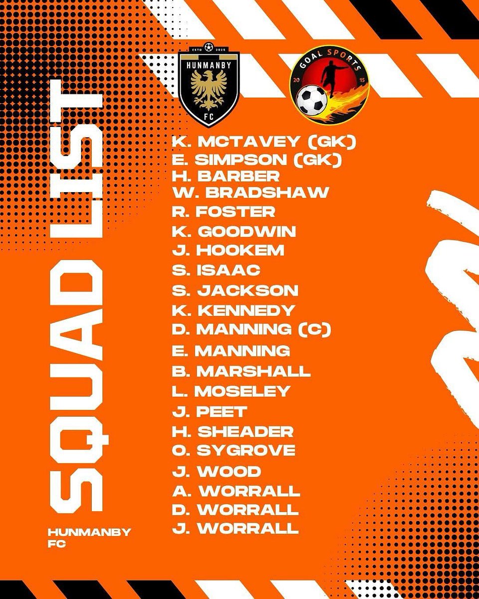 ⚽️A look at tomorrow's squad vs <a href="/GoalSportsFc/">Goal Sports FC</a> ⚽️

🍊Kick off 2pm🍊

🟠⚫️⚪️