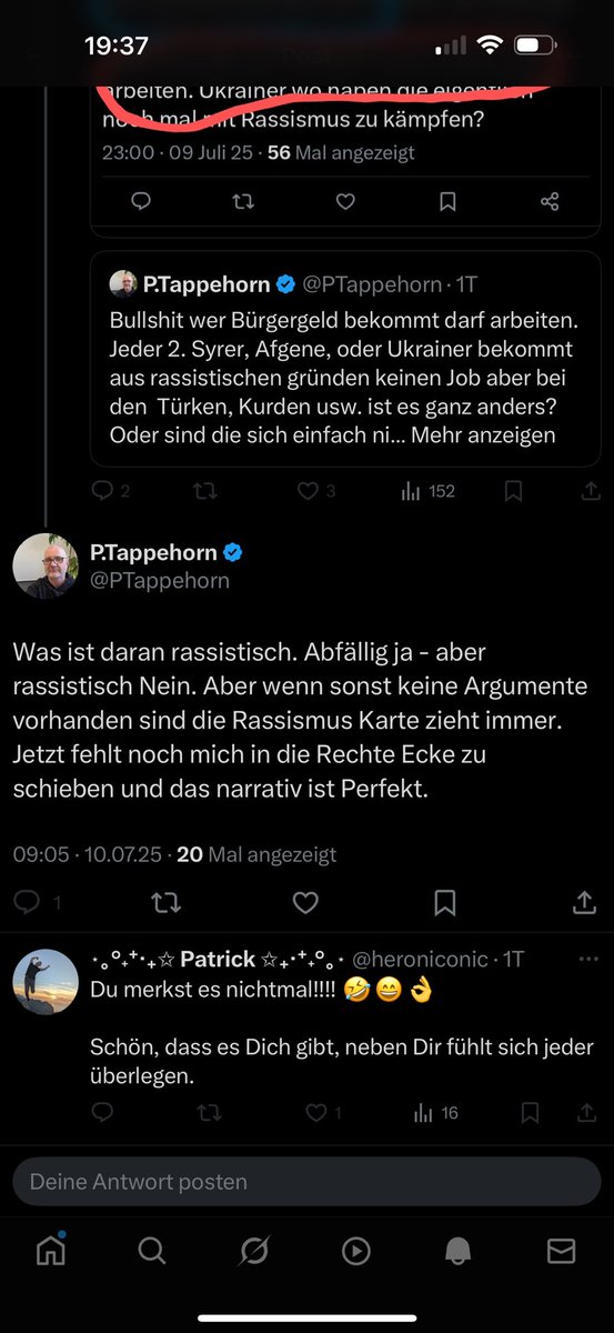 PTappehorn's tweet photo. @heroniconic  Letzte Instanz. - persönlich werden und vom eigentlichen Thema ablenken. Immer das gleiche Skript. Und ganz wichtig meine mögliche Antwort blockieren https://t.co/FouA0J6IIu